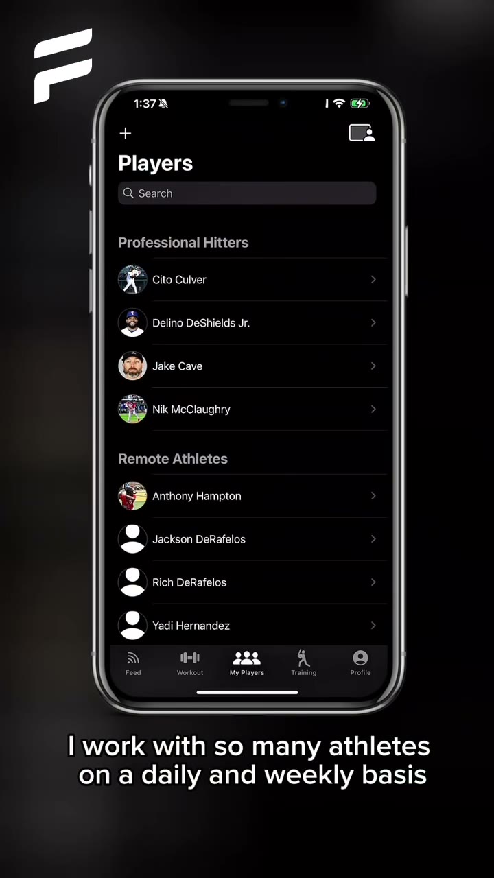 In-app walkthrough — Players list